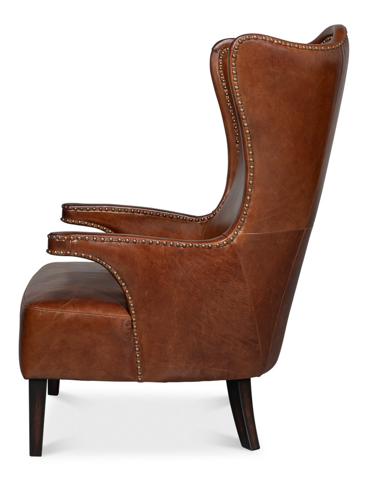 American Home Furniture | Sarreid - Drake Distilled Leather Chair