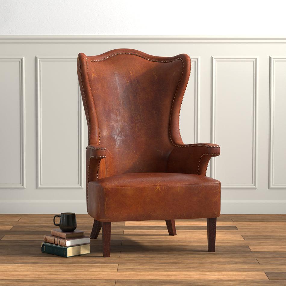 Sarreid Drake Distilled Leather Chair ACCENT + LOUNGE CHAIRS