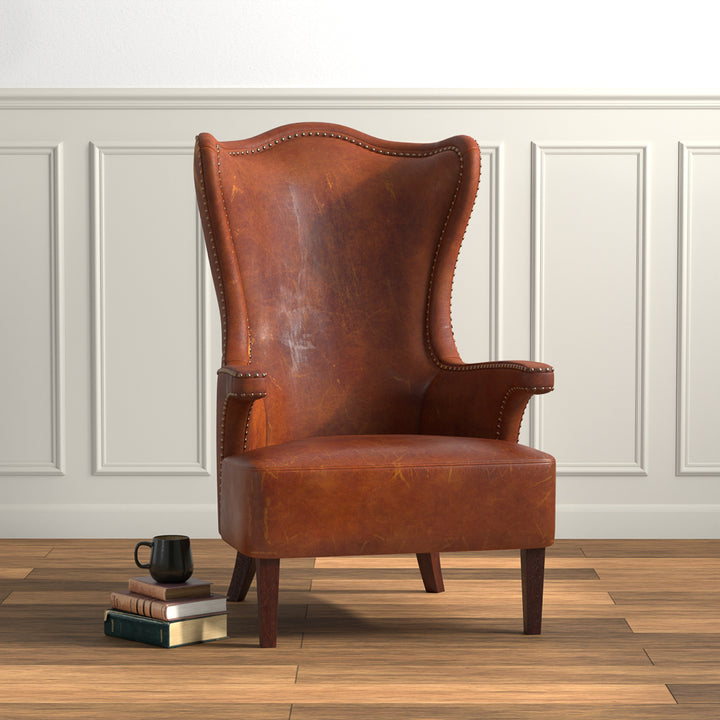 American Home Furniture | Sarreid - Drake Distilled Leather Chair