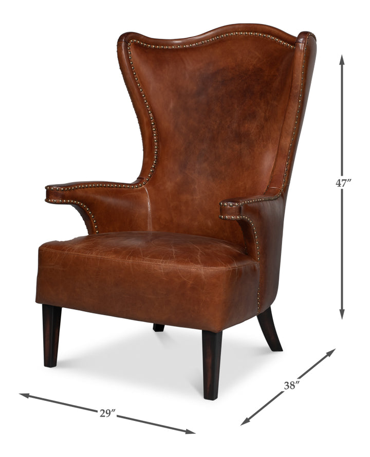 American Home Furniture | Sarreid - Drake Distilled Leather Chair