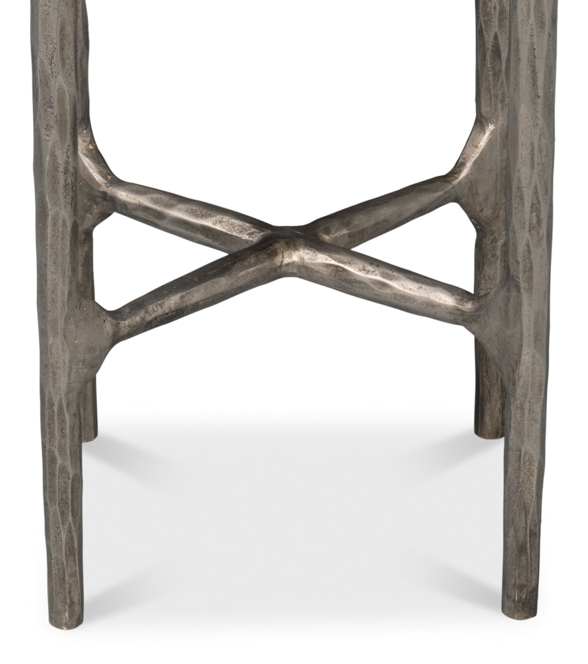 American Home Furniture | Sarreid - Derrick Iron End Table With Marble Top