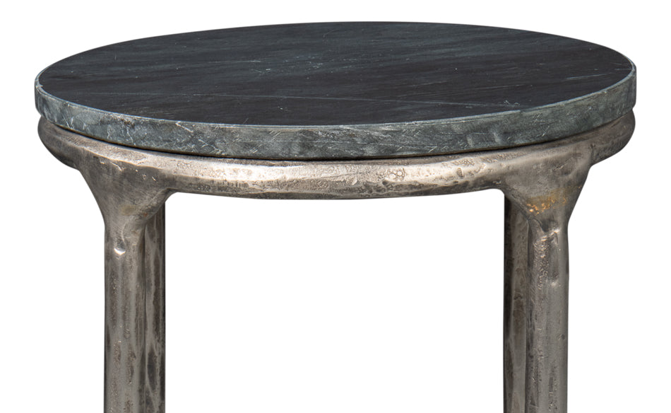 American Home Furniture | Sarreid - Derrick Iron End Table With Marble Top