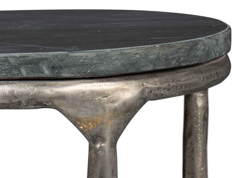 American Home Furniture | Sarreid - Derrick Iron End Table With Marble Top