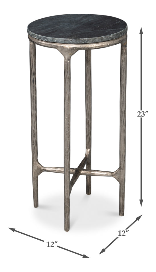 American Home Furniture | Sarreid - Derrick Iron End Table With Marble Top