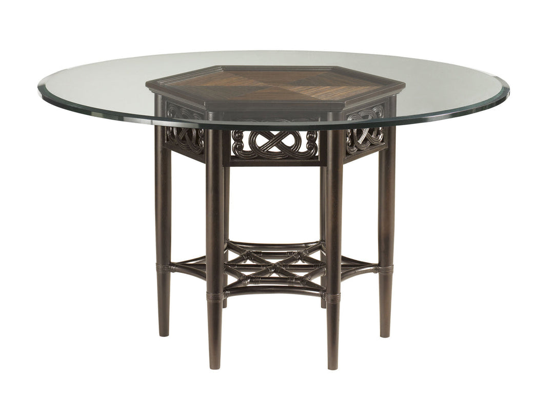 Royal Kahala Sugar And Lace Dining Table With 54 Inch Glass Top - Tommy Bahama Home - AmericanHomeFurniture