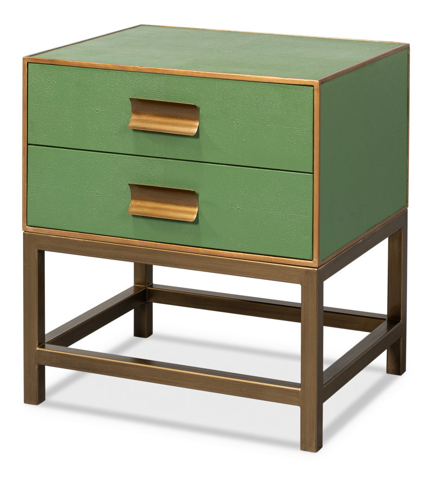 American Home Furniture | Sarreid - Gideon Shagreen Side Table - Watercress