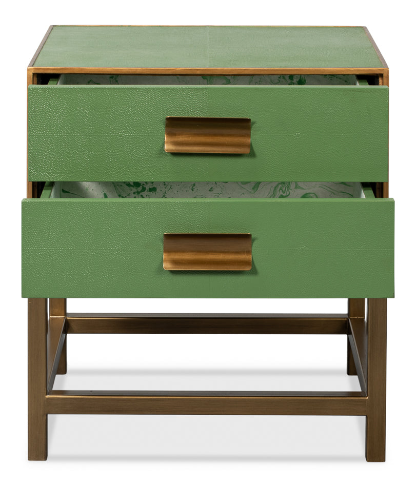 American Home Furniture | Sarreid - Gideon Shagreen Side Table - Watercress