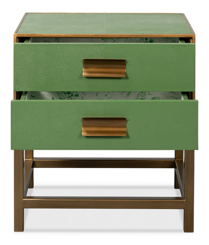 American Home Furniture | Sarreid - Gideon Shagreen Side Table - Watercress