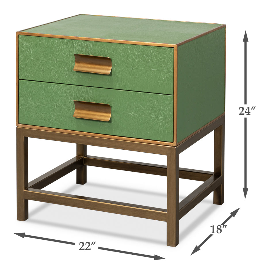 American Home Furniture | Sarreid - Gideon Shagreen Side Table - Watercress