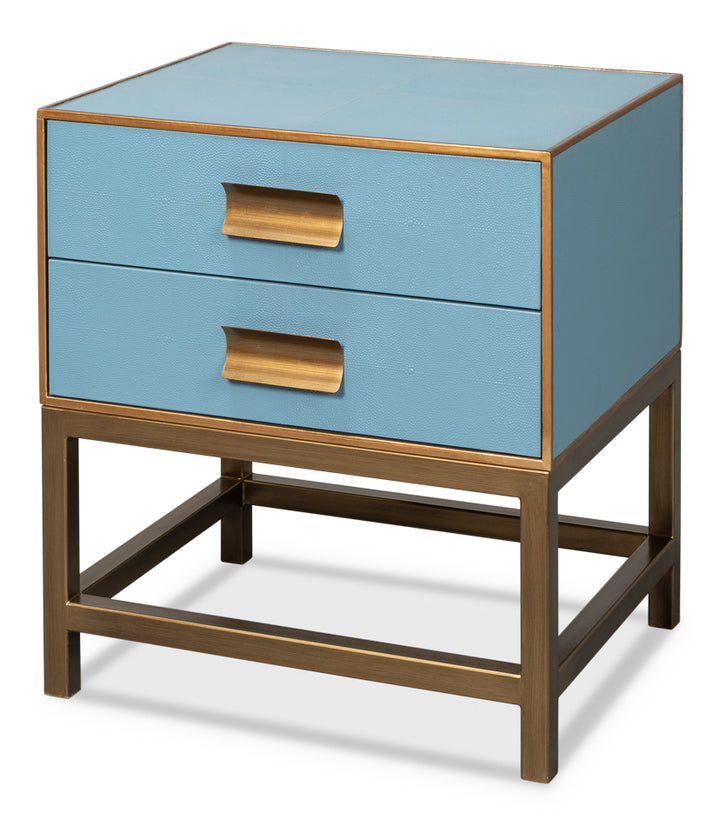 American Home Furniture | Sarreid - Gideon Shagreen Side Table Chambray Blue