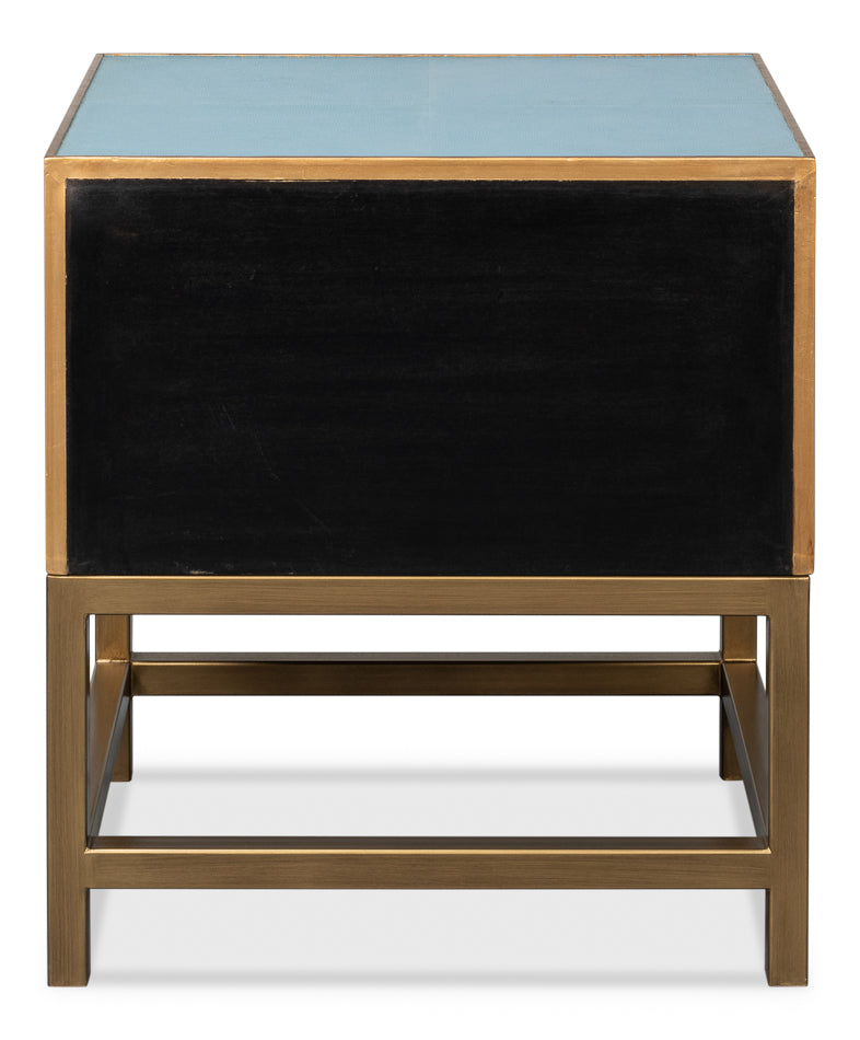 American Home Furniture | Sarreid - Gideon Shagreen Side Table Chambray Blue