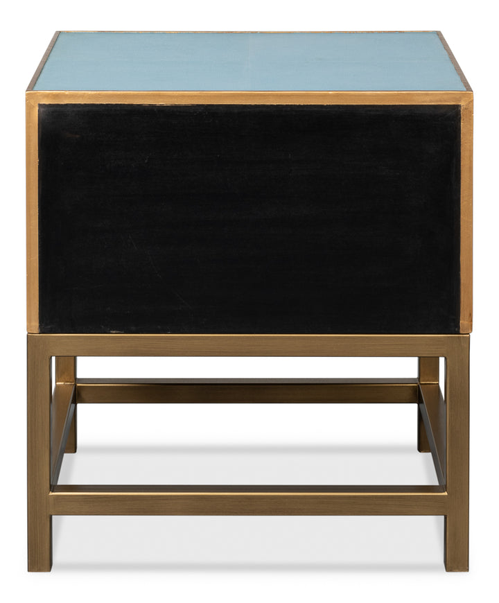 American Home Furniture | Sarreid - Gideon Shagreen Side Table Chambray Blue