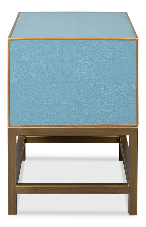 American Home Furniture | Sarreid - Gideon Shagreen Side Table Chambray Blue