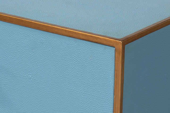 American Home Furniture | Sarreid - Gideon Shagreen Side Table Chambray Blue