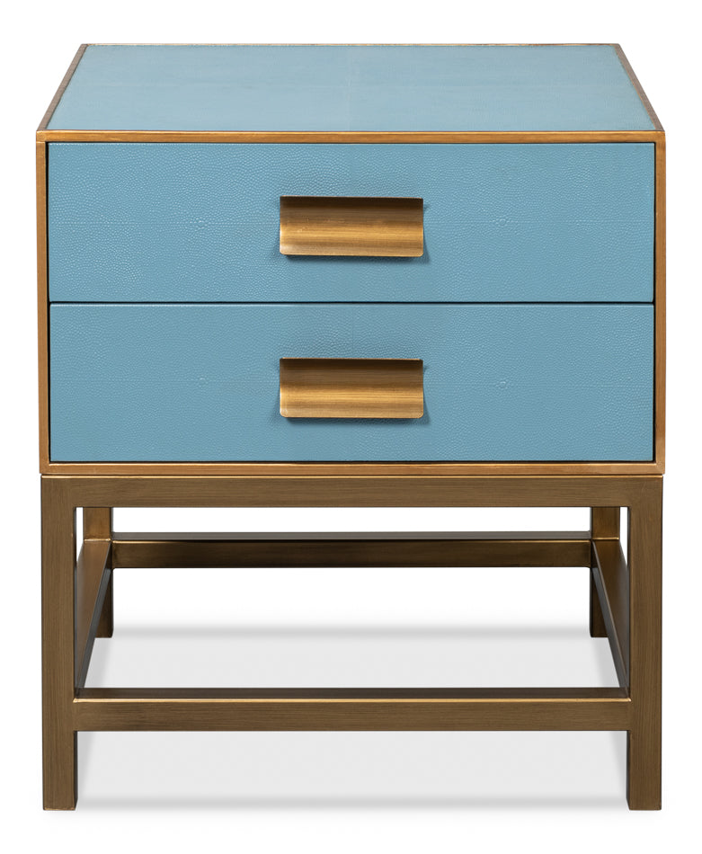 American Home Furniture | Sarreid - Gideon Shagreen Side Table Chambray Blue