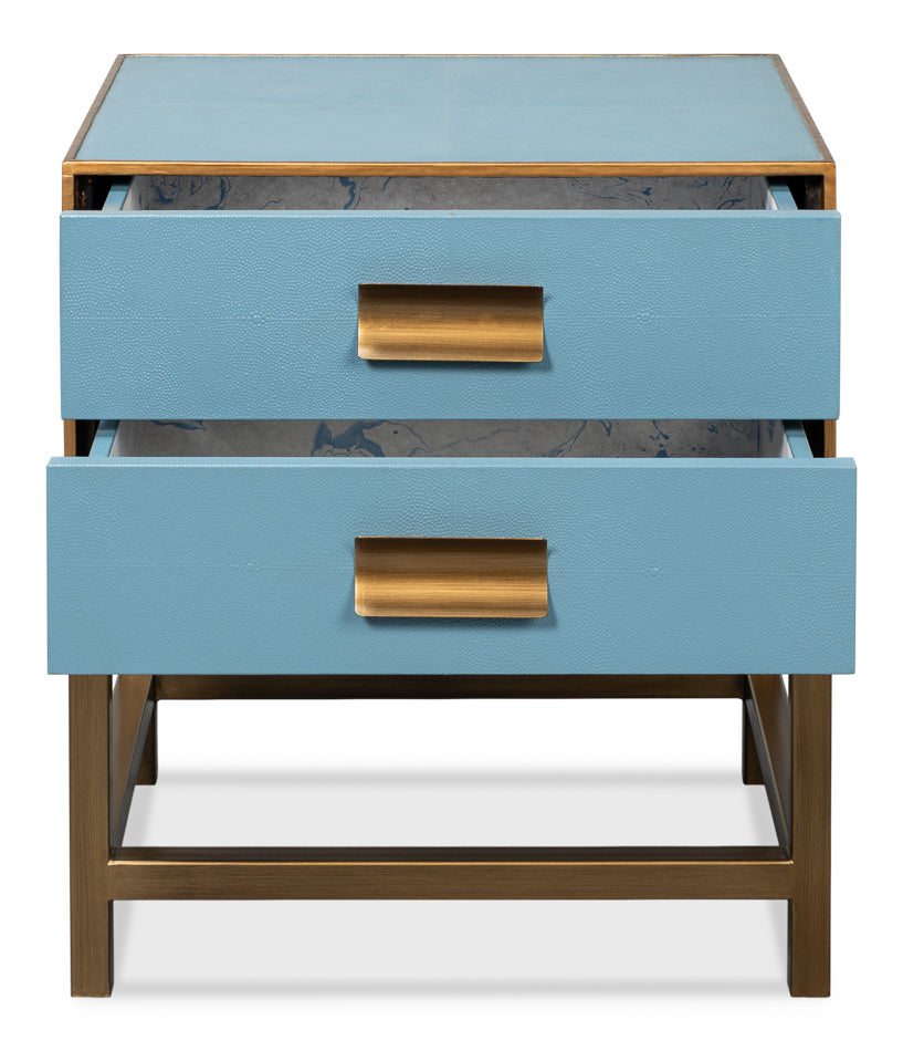 American Home Furniture | Sarreid - Gideon Shagreen Side Table Chambray Blue