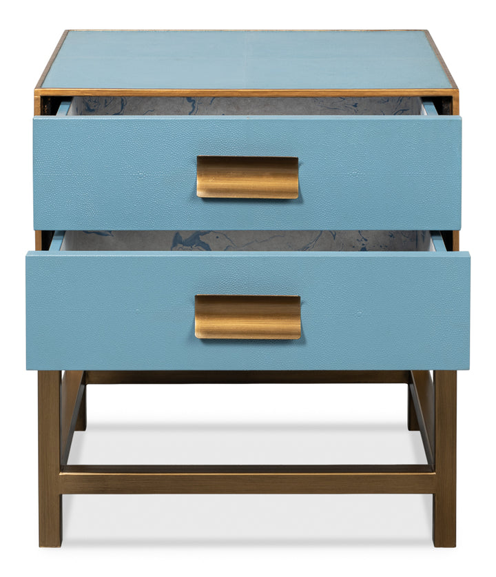 American Home Furniture | Sarreid - Gideon Shagreen Side Table Chambray Blue