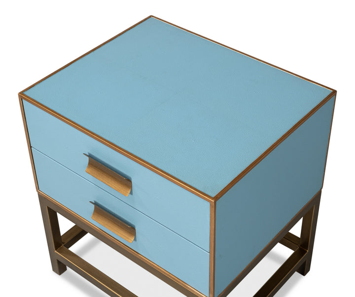 American Home Furniture | Sarreid - Gideon Shagreen Side Table Chambray Blue