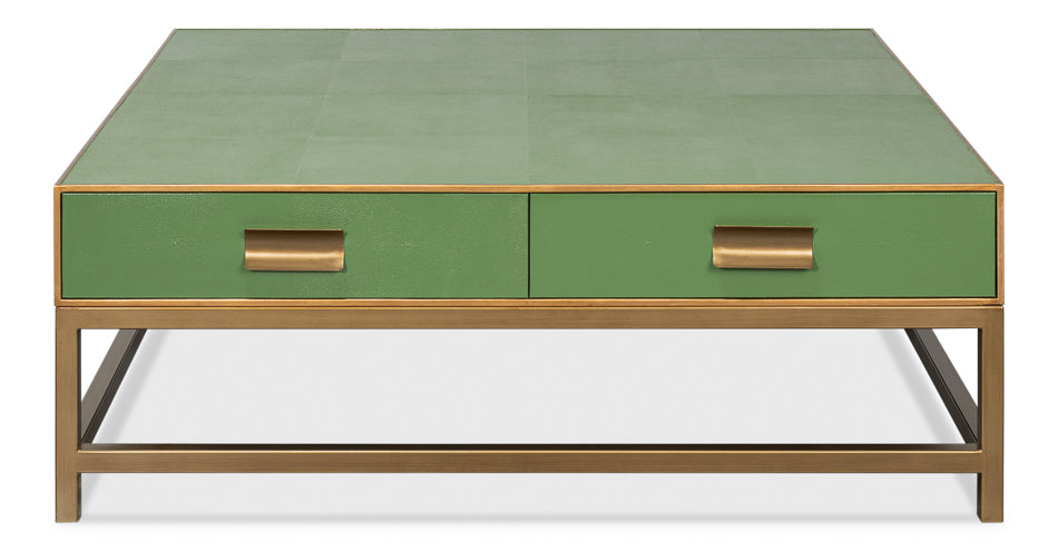 American Home Furniture | Sarreid - Gideon Shagreen Sq.Coffee Tbl Watercress