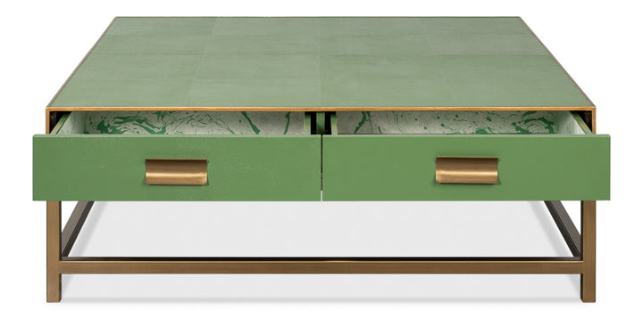 American Home Furniture | Sarreid - Gideon Shagreen Sq.Coffee Tbl Watercress