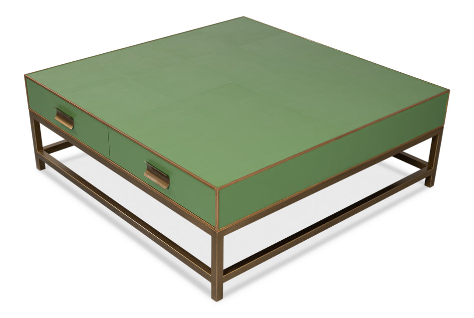 American Home Furniture | Sarreid - Gideon Shagreen Sq.Coffee Tbl Watercress