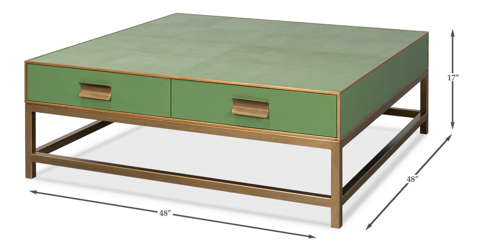 American Home Furniture | Sarreid - Gideon Shagreen Sq.Coffee Tbl Watercress