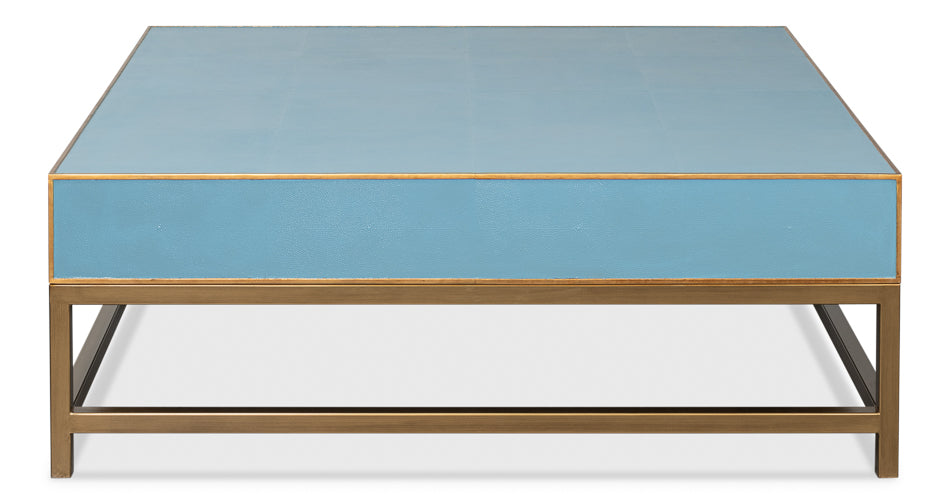 American Home Furniture | Sarreid - Gideon Shagreen Sq.Coffee Table - Blue