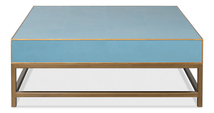 American Home Furniture | Sarreid - Gideon Shagreen Sq.Coffee Table - Blue