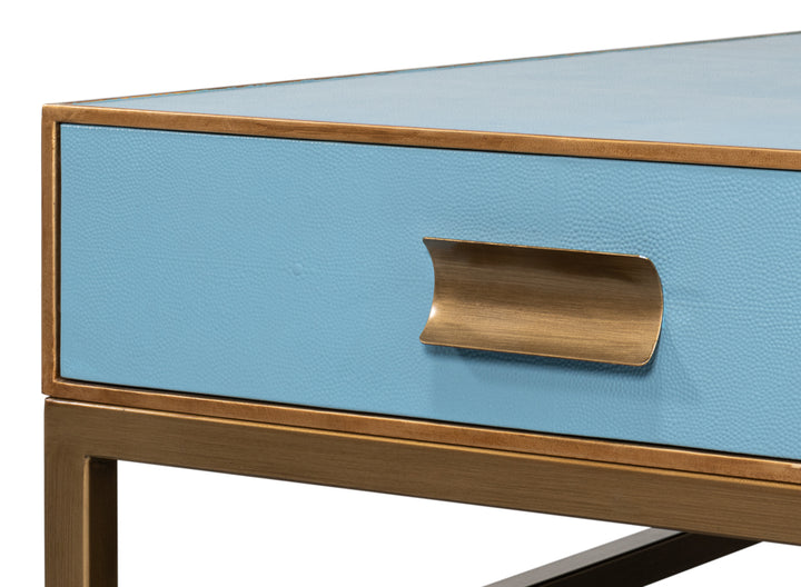 American Home Furniture | Sarreid - Gideon Shagreen Sq.Coffee Table - Blue