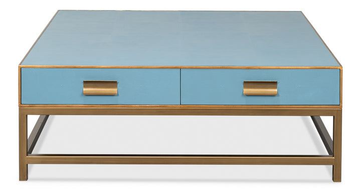 American Home Furniture | Sarreid - Gideon Shagreen Sq.Coffee Table - Blue