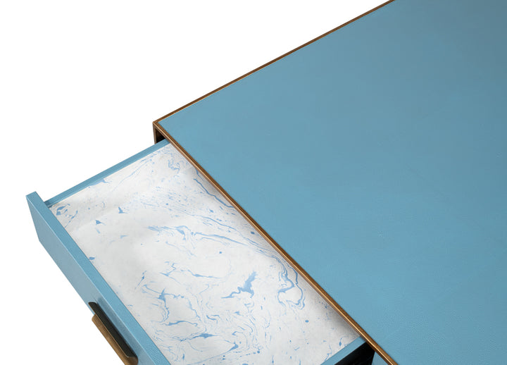 American Home Furniture | Sarreid - Gideon Shagreen Sq.Coffee Table - Blue