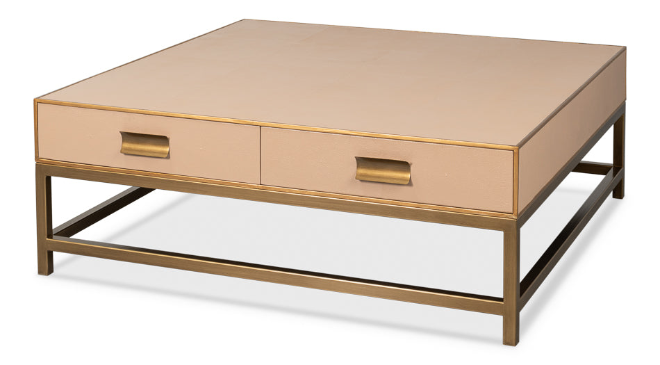 American Home Furniture | Sarreid - Gideon Shagreen Sq.Coffee Table Mushroom