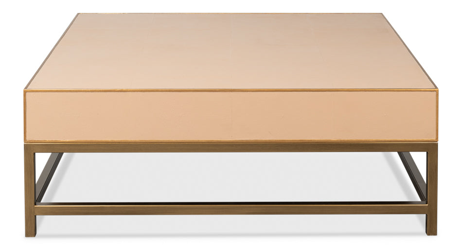 American Home Furniture | Sarreid - Gideon Shagreen Sq.Coffee Table Mushroom