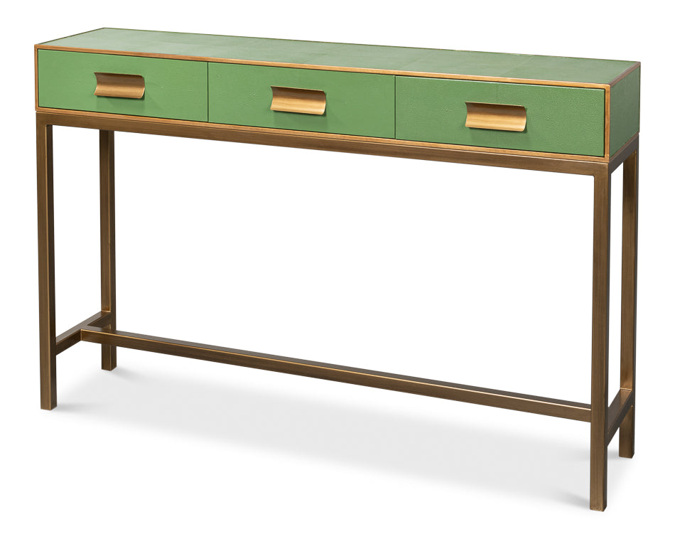 American Home Furniture | Sarreid - Gideon Shagreen Console - Watercress