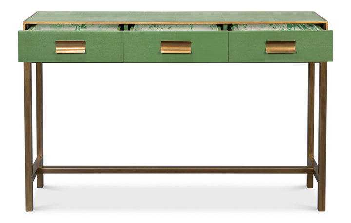 American Home Furniture | Sarreid - Gideon Shagreen Console - Watercress