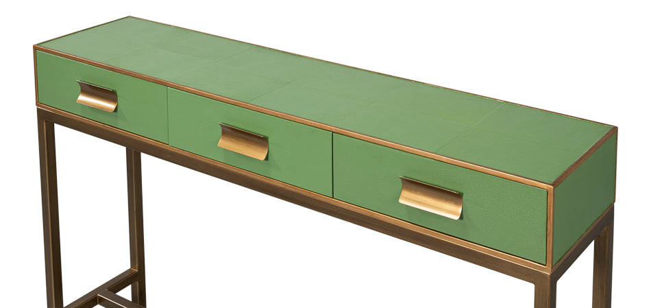 American Home Furniture | Sarreid - Gideon Shagreen Console - Watercress