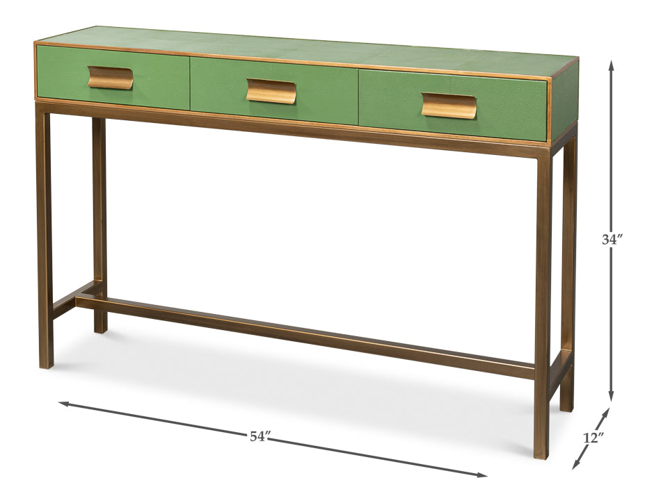 American Home Furniture | Sarreid - Gideon Shagreen Console - Watercress