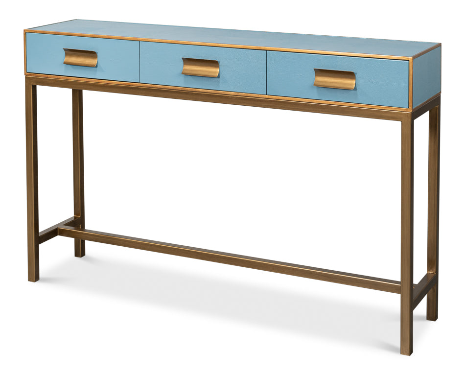 American Home Furniture | Sarreid - Gideon Shagreen Console - Chambray Blue