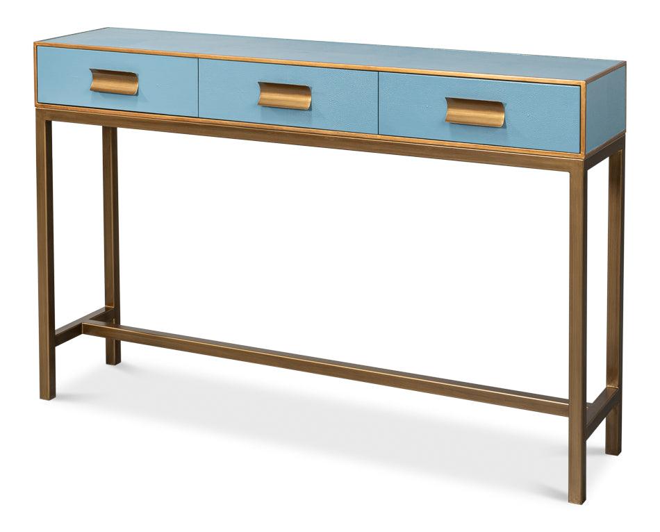 Sarreid Gideon Shagreen Console - Chambray Blue CONSOLE TABLES