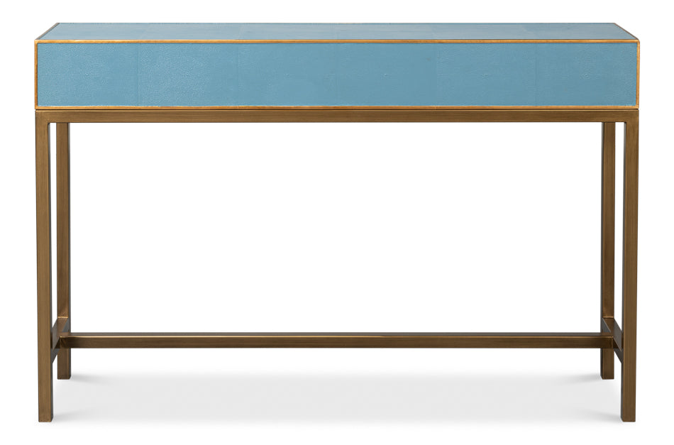 American Home Furniture | Sarreid - Gideon Shagreen Console - Chambray Blue