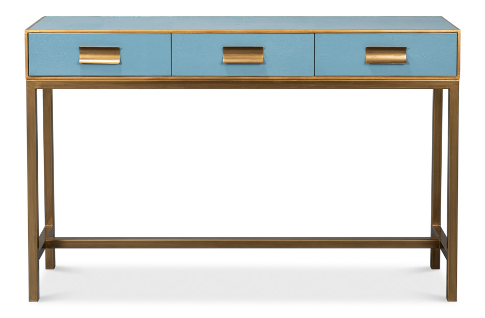 American Home Furniture | Sarreid - Gideon Shagreen Console - Chambray Blue