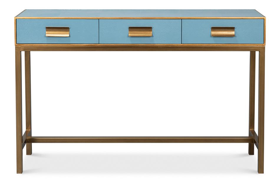 Sarreid Gideon Shagreen Console - Chambray Blue CONSOLE TABLES