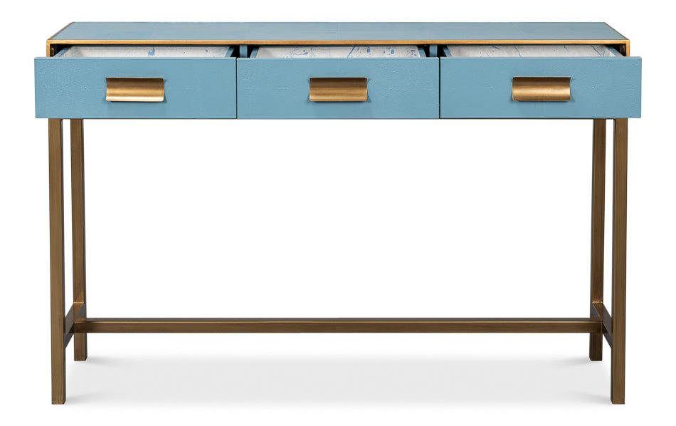 American Home Furniture | Sarreid - Gideon Shagreen Console - Chambray Blue