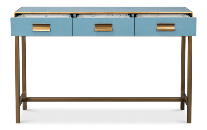 American Home Furniture | Sarreid - Gideon Shagreen Console - Chambray Blue