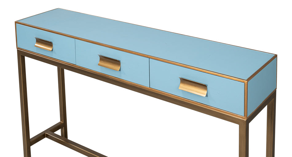 American Home Furniture | Sarreid - Gideon Shagreen Console - Chambray Blue