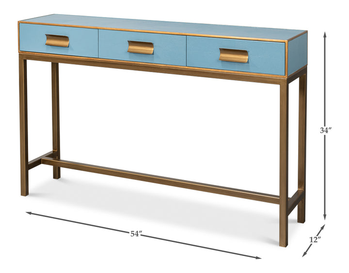 American Home Furniture | Sarreid - Gideon Shagreen Console - Chambray Blue