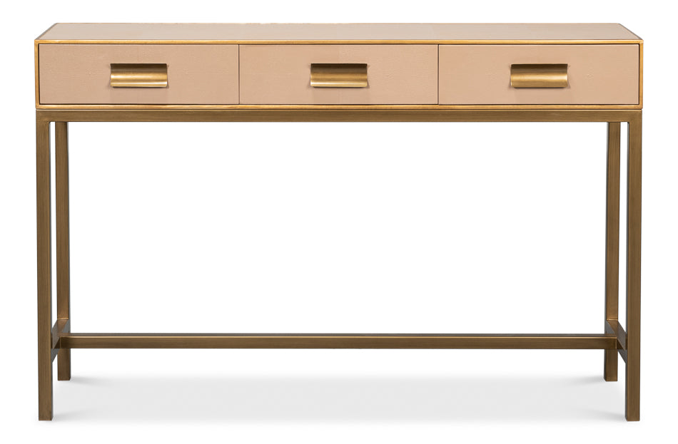 American Home Furniture | Sarreid - Gideon Shagreen Console - Mushroom