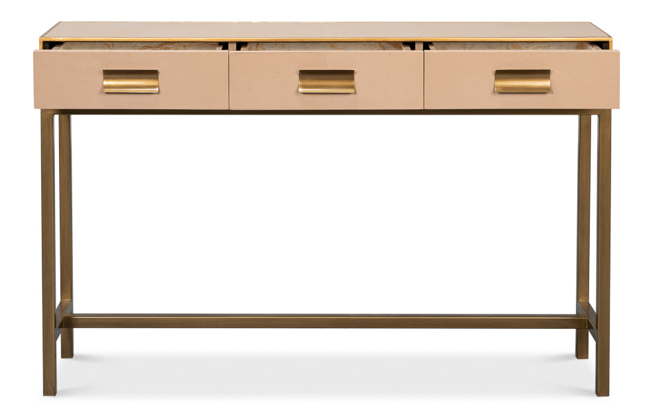 American Home Furniture | Sarreid - Gideon Shagreen Console - Mushroom