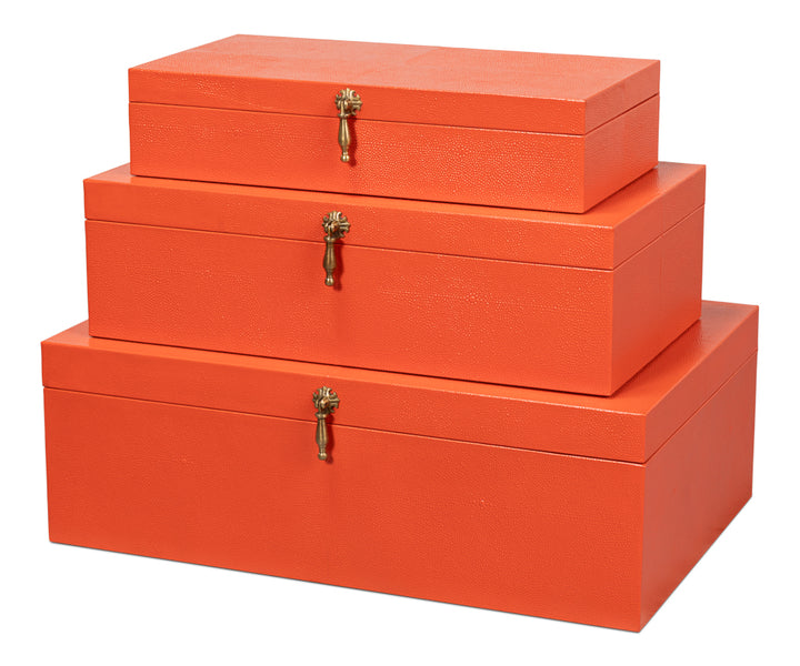 American Home Furniture | Sarreid - Cosmos Nesting Boxes S/3 Orangeade