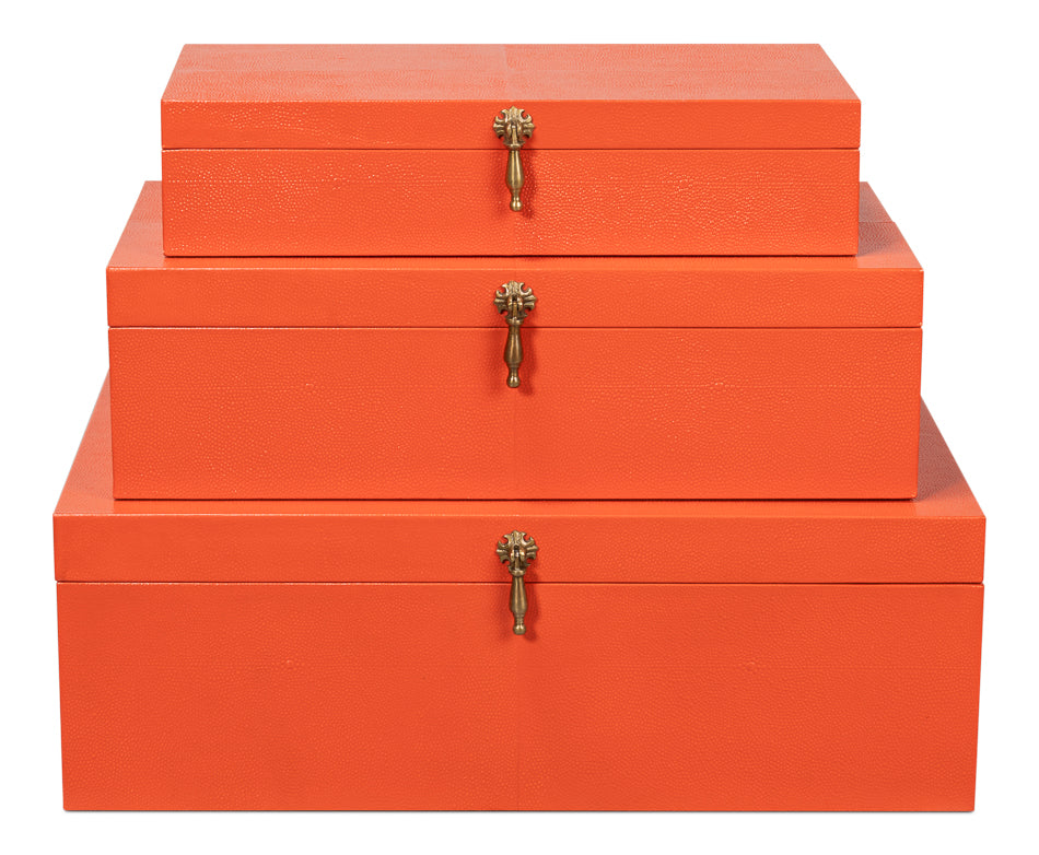 American Home Furniture | Sarreid - Cosmos Nesting Boxes S/3 Orangeade